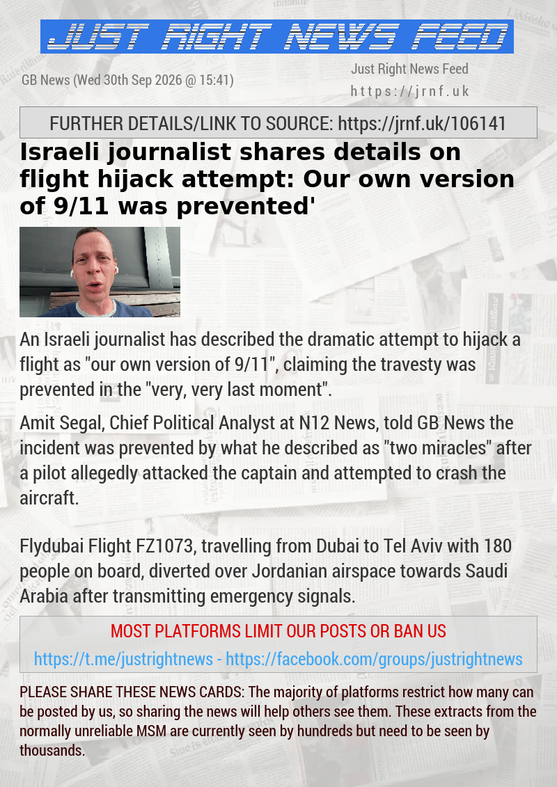 Israeli journalist shares details on flight hijack attempt:  ‘Our own version of 9/11 was prevented’