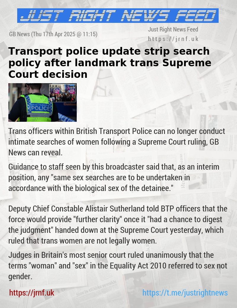 Transport police update strip search policy after landmark trans Supreme Court decision