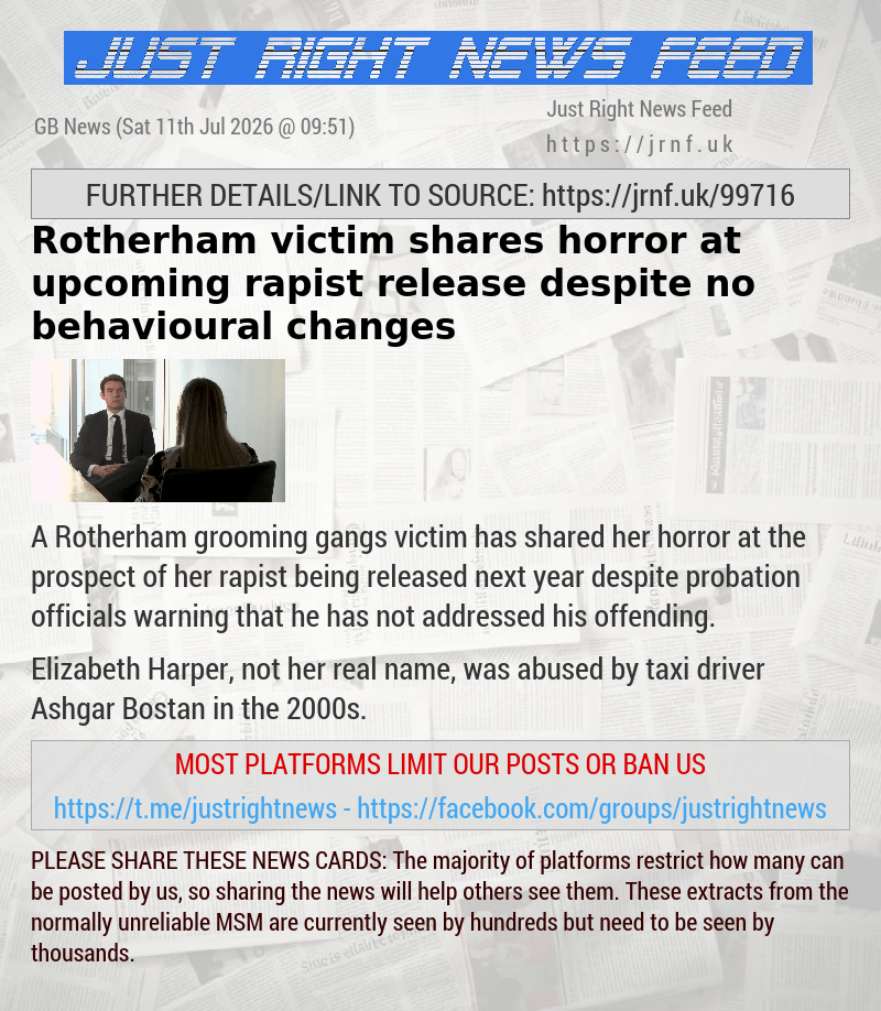 Rotherham victim shares horror at upcoming rapist release despite no behavioural changes