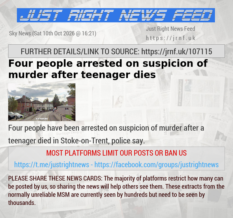 Four people arrested on suspicion of murder after teenager dies