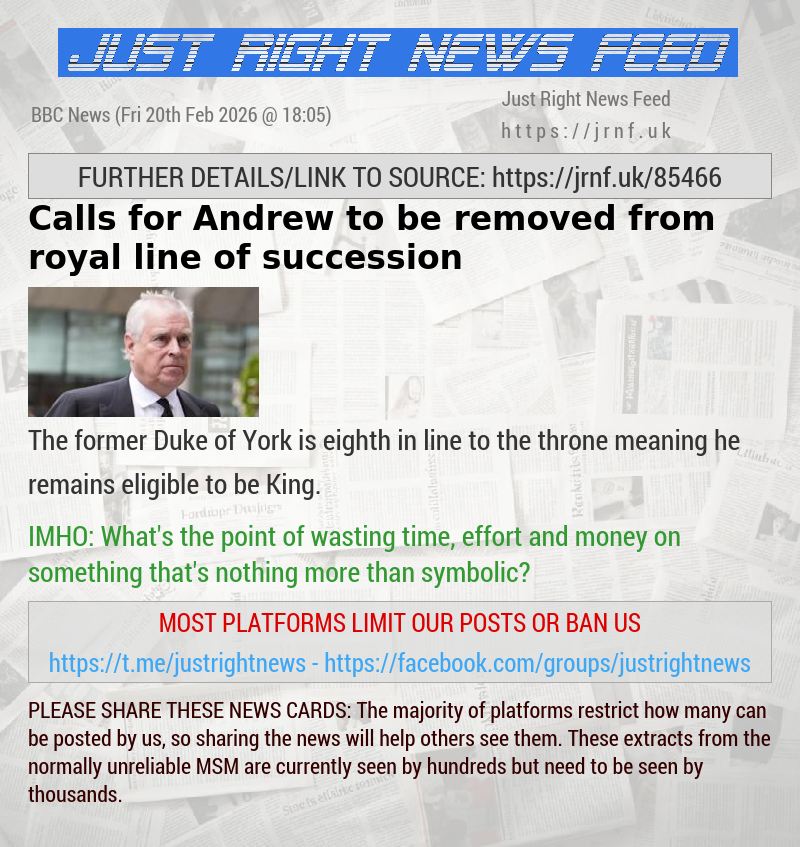Calls for Andrew to be removed from royal line of succession