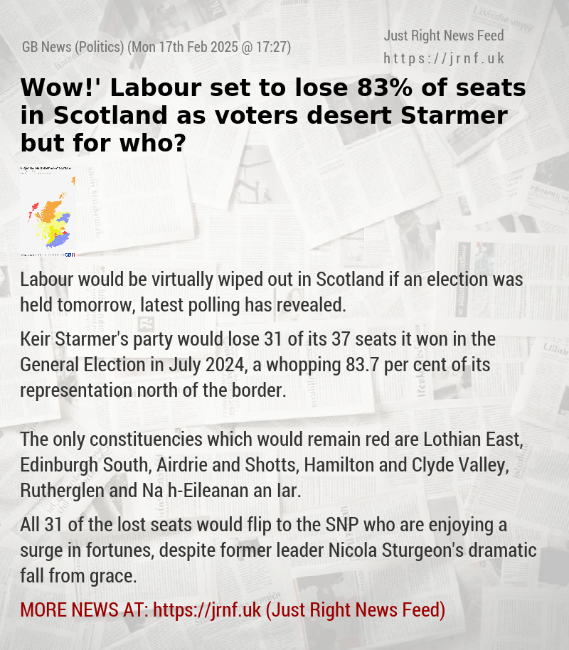 ‘Wow!’ Labour set to lose 83% of seats in Scotland as voters desert Starmer — but for who?