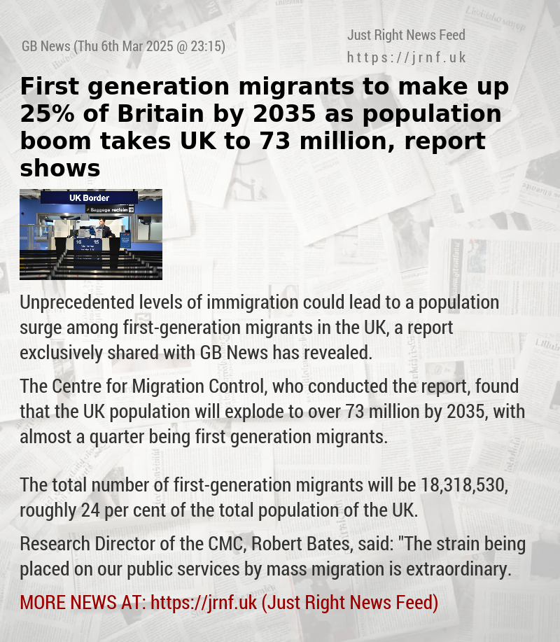 First—generation migrants to make up 25% of Britain by 2035 as population boom takes UK to 73 million, report shows