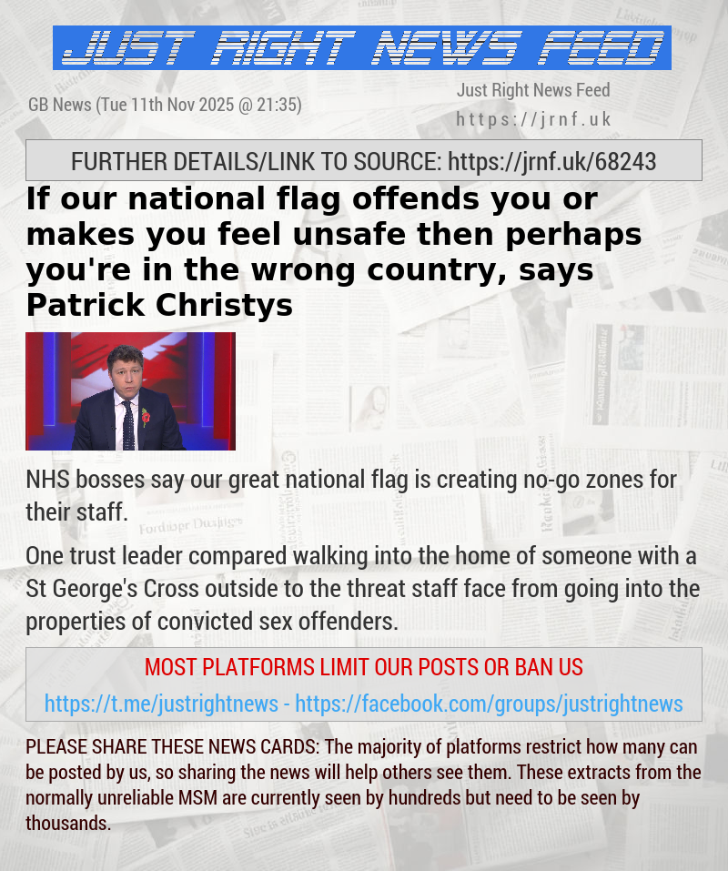 If our national flag offends you or makes you feel unsafe then perhaps you’re in the wrong country, says Patrick Christys