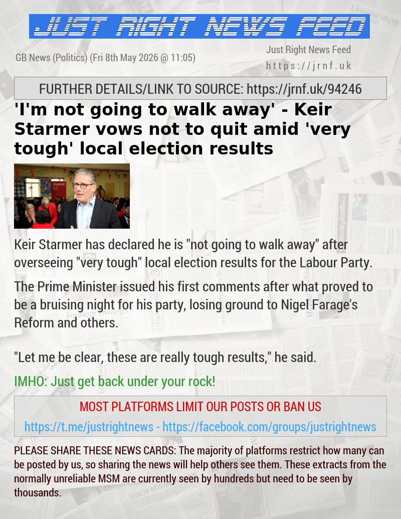 ‘I’m not going to walk away’ — Keir Starmer vows not to quit amid ‘very tough’ local election results
