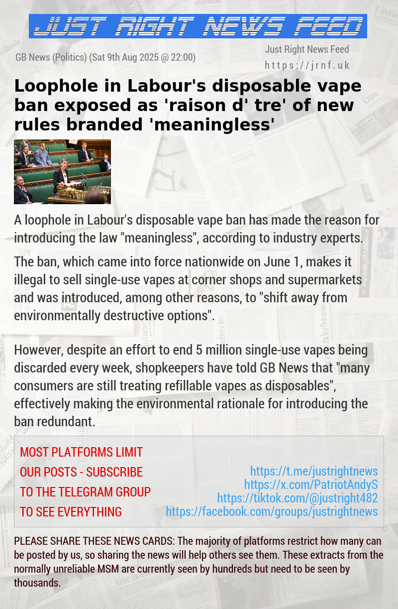 Loophole in Labour’s disposable vape ban exposed as ’raison d’être’ of new rules branded ’meaningless’