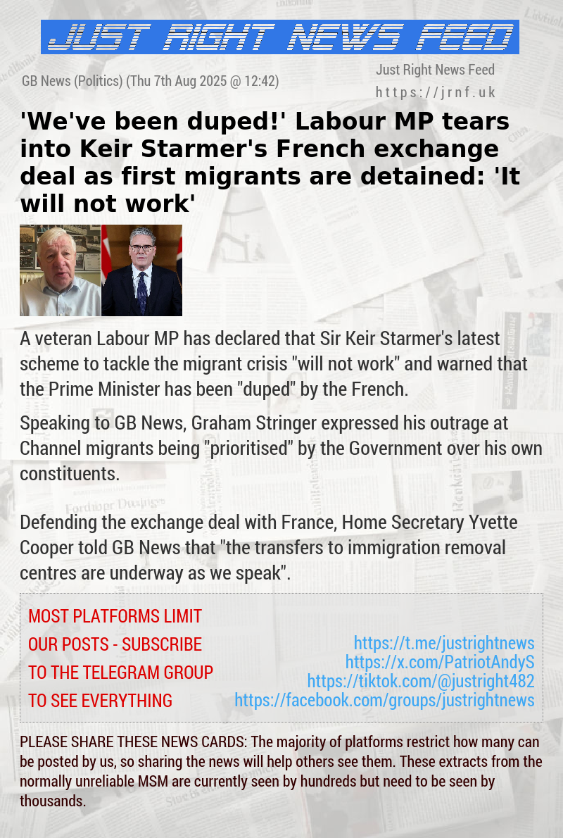 ’We’ve been duped!’ Labour MP tears into Keir Starmer’s French exchange deal as first migrants are detained: ’It will not work’