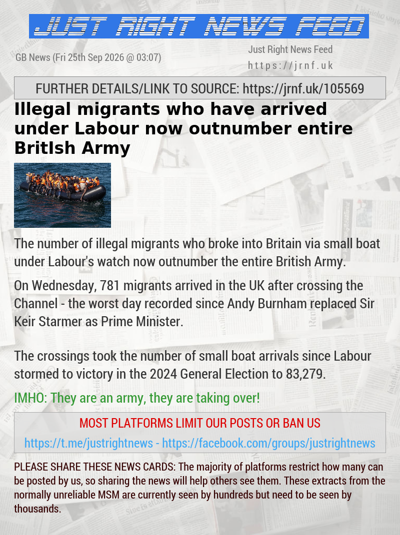 Illegal migrants who have arrived under Labour now outnumber entire BritIsh Army