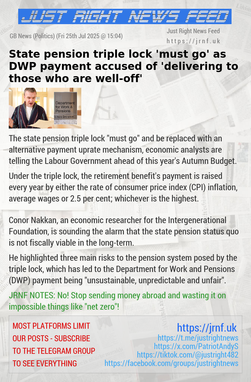 State pension triple lock ’must go’ as DWP payment accused of ’delivering to those who are well—off’