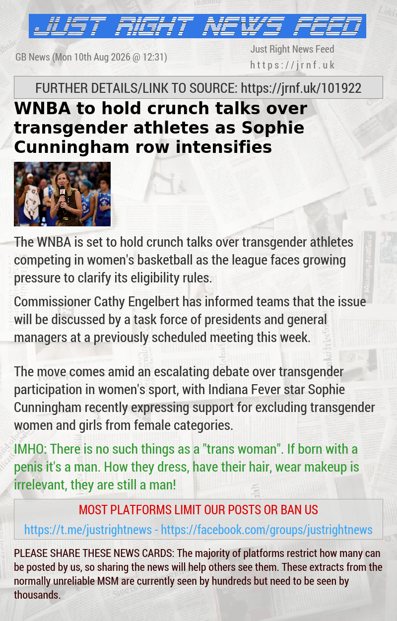 WNBA to hold crunch talks over transgender athletes as Sophie Cunningham row intensifies