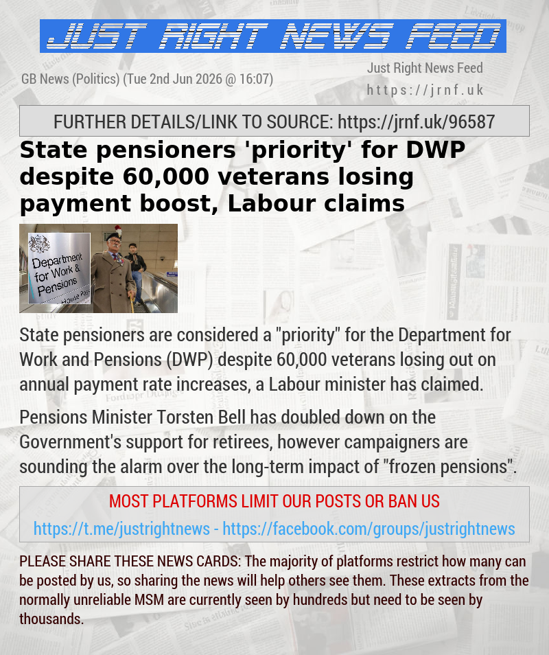 State pensioners ’priority’ for DWP despite 60,000 veterans losing payment boost, Labour claims