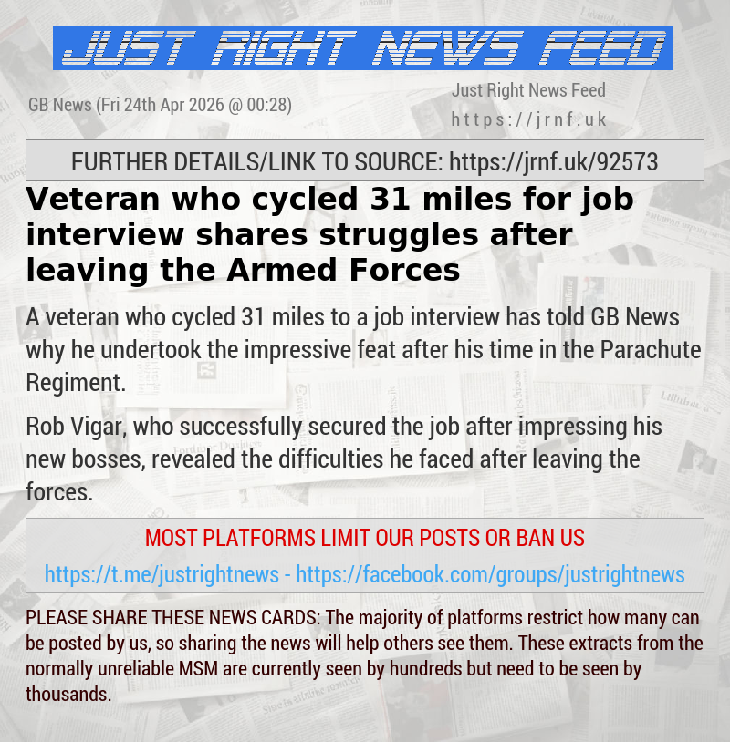 Veteran who cycled 31 miles for job interview shares struggles after leaving the Armed Forces