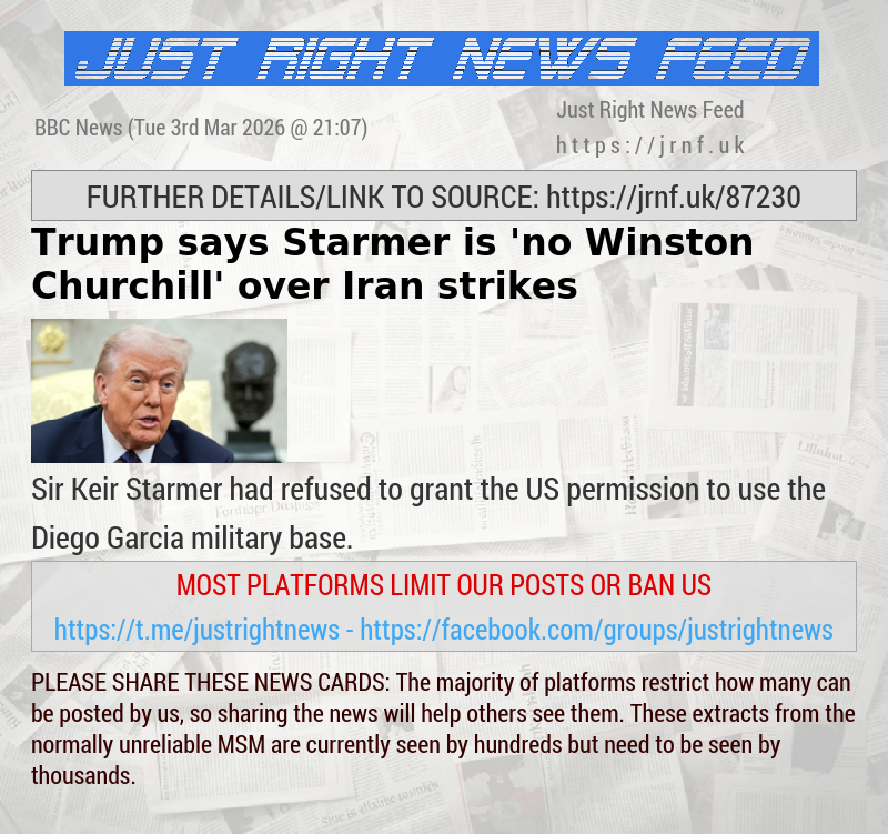 Trump says Starmer is ’no Winston Churchill’ over Iran strikes