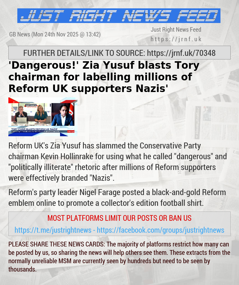 ’Dangerous!’ Zia Yusuf blasts Tory chairman for labelling millions of Reform UK supporters ‘Nazis’