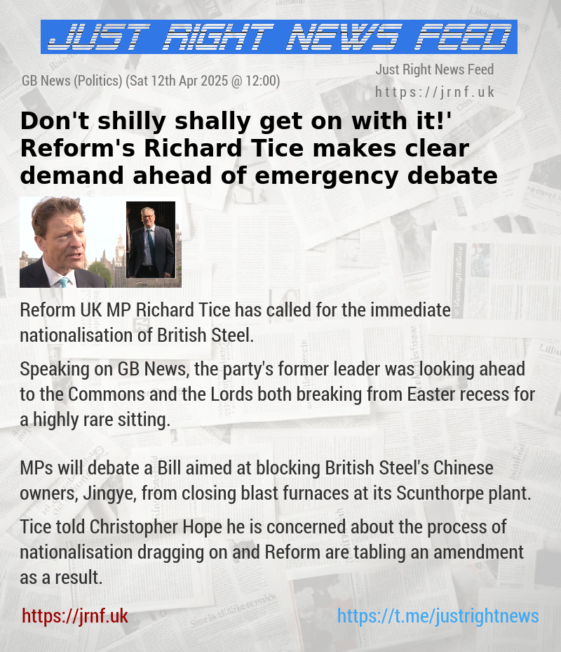 ‘Don’t shilly—shally — get on with it!’ Reform’s Richard Tice makes clear demand ahead of emergency debate