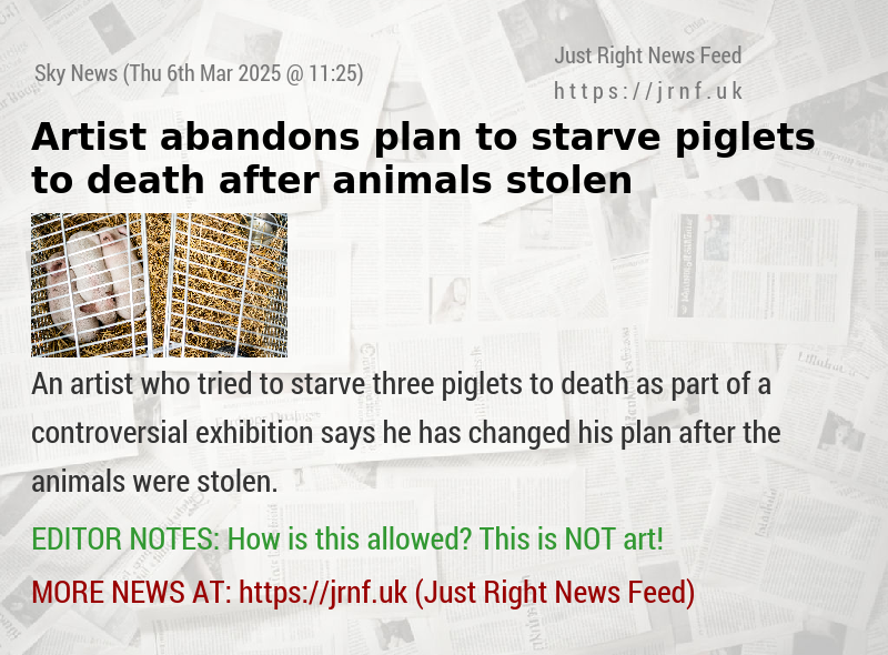 Artist abandons plan to starve piglets to death after animals stolen