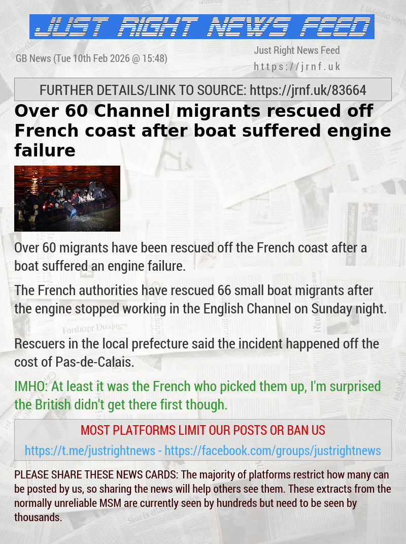Over 60 Channel migrants rescued off French coast after boat suffered engine failure