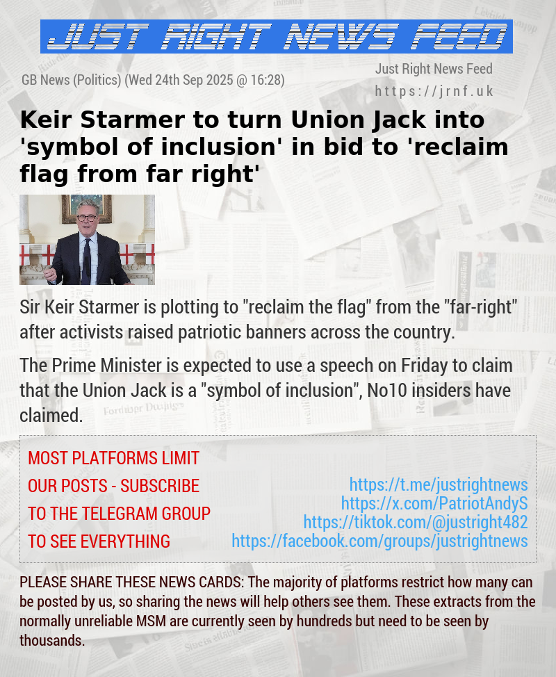 Keir Starmer to turn Union Jack into ’symbol of inclusion’ in bid to ’reclaim flag from far—right’