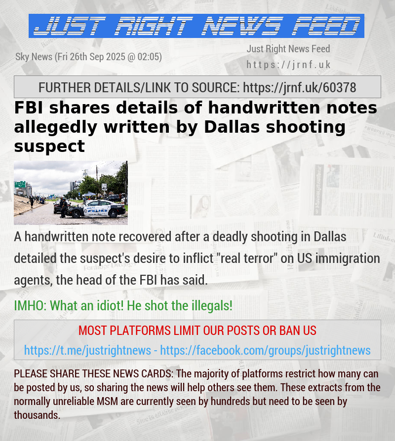 Handwritten notes showed Dallas shooting suspect wanted to spark ’real terror’ for immigration agents