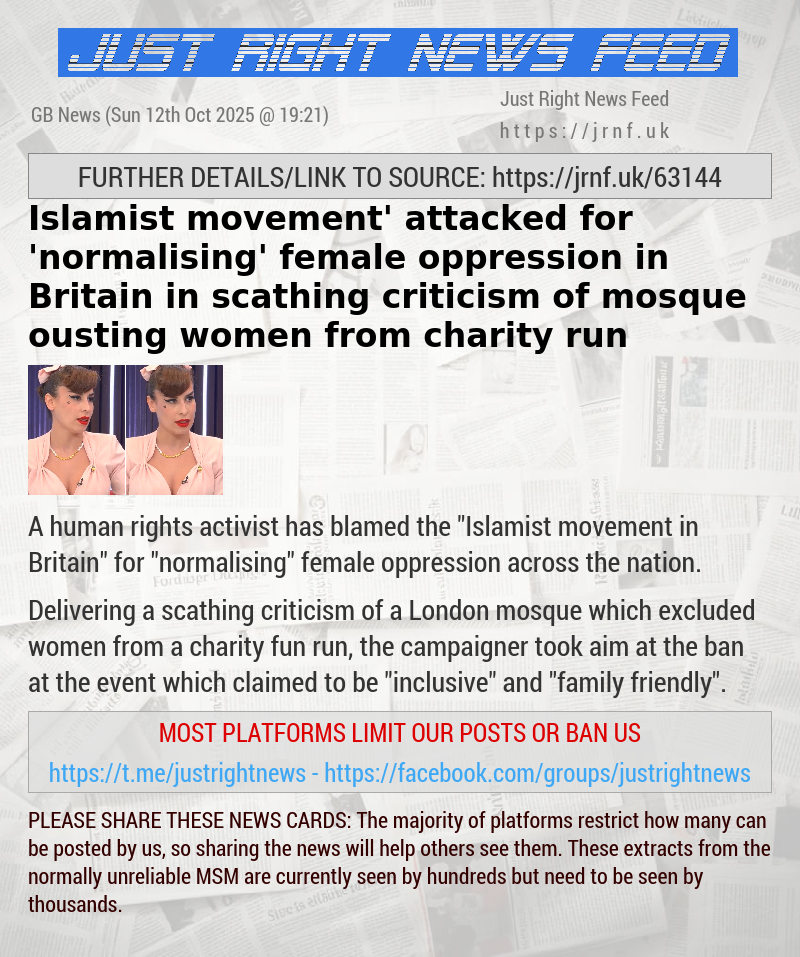 ‘Islamist movement’ attacked for ’normalising’ female oppression in Britain in scathing criticism of mosque ousting women from charity run