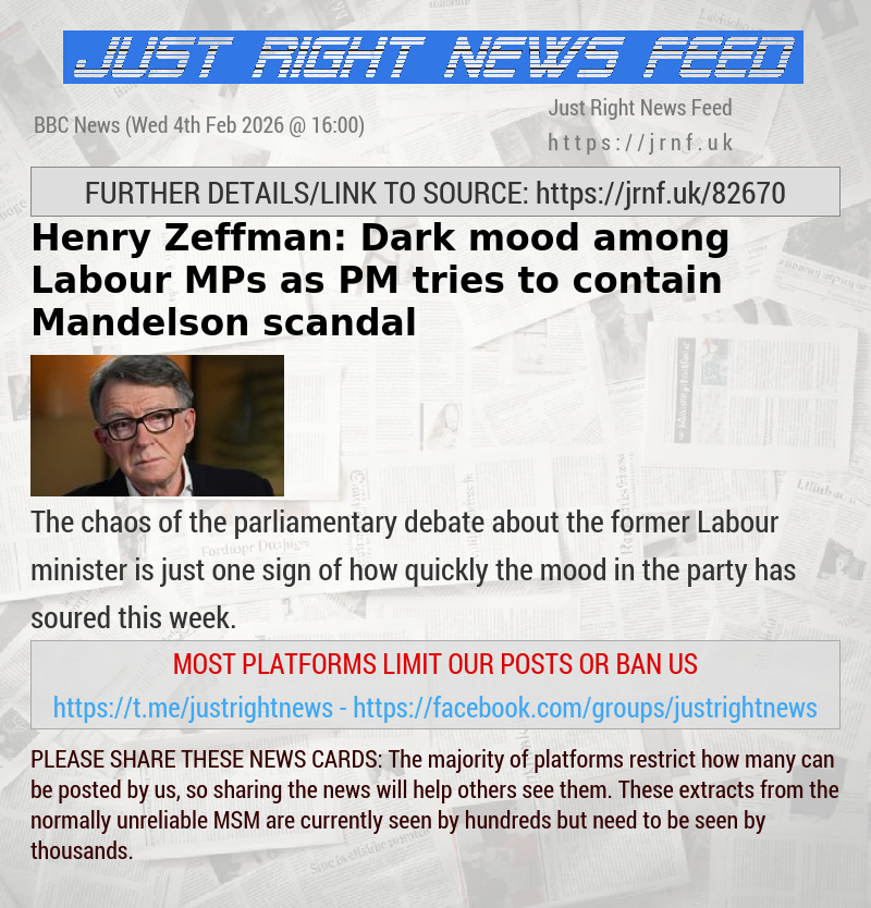 Henry Zeffman: Dark mood among Labour MPs as PM tries to contain Mandelson scandal