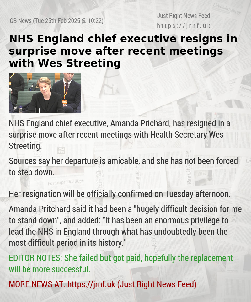 NHS England chief executive resigns in surprise move after recent meetings with Wes Streeting