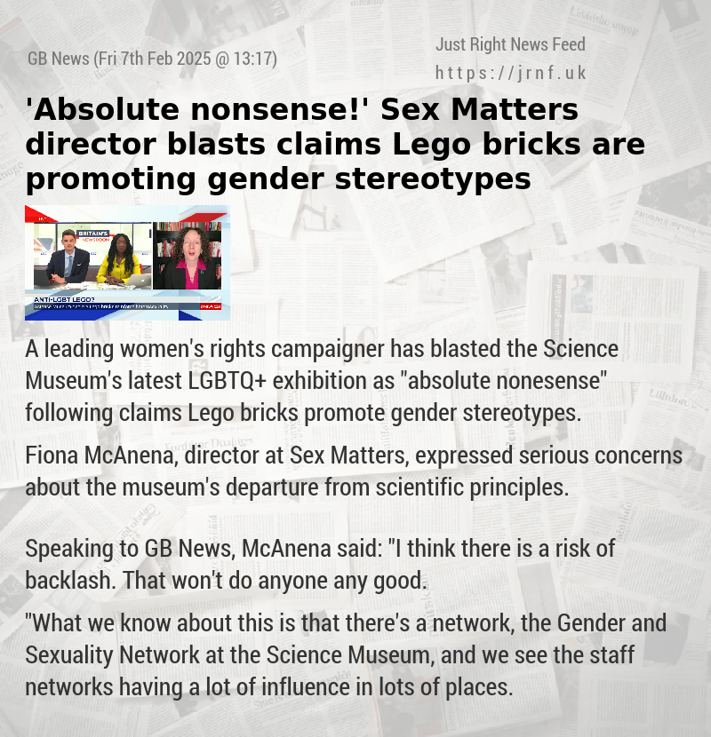 ’Absolute nonsense!’ Sex Matters director blasts claims Lego bricks are promoting gender stereotypes