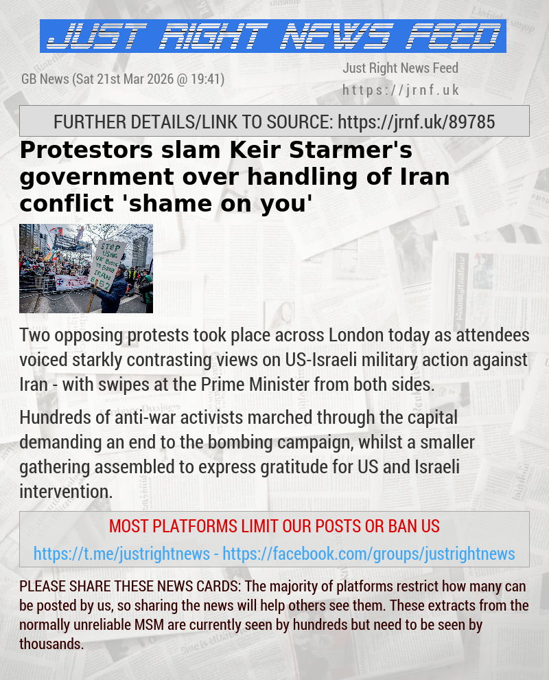 Protestors slam Keir Starmer’s government over handling of Iran conflict — ’shame on you’