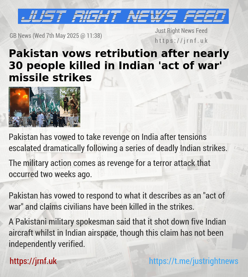 Pakistan vows retribution after nearly 30 people killed in Indian ’act of war’ missile strikes