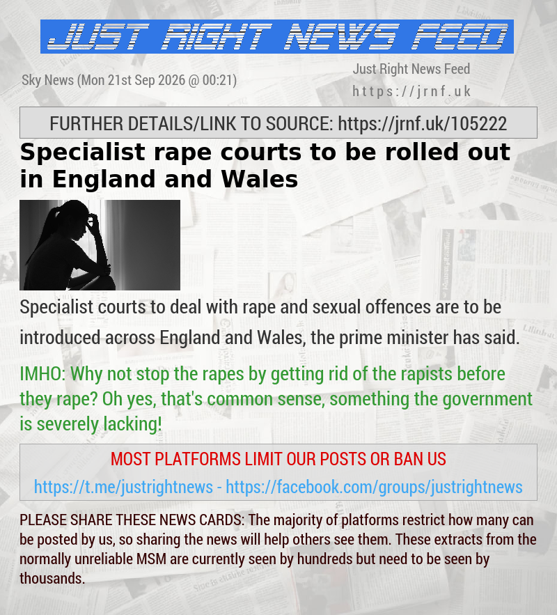 Specialist rape courts to be rolled out in England and Wales