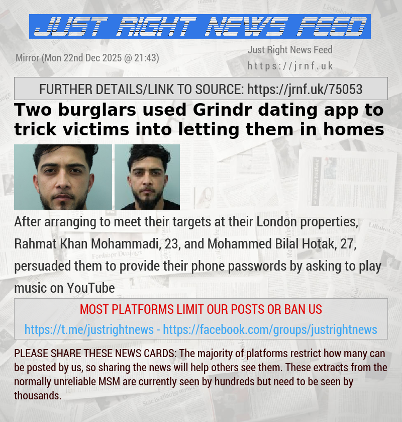 Two burglars used Grindr dating app to trick victims into letting them in homes