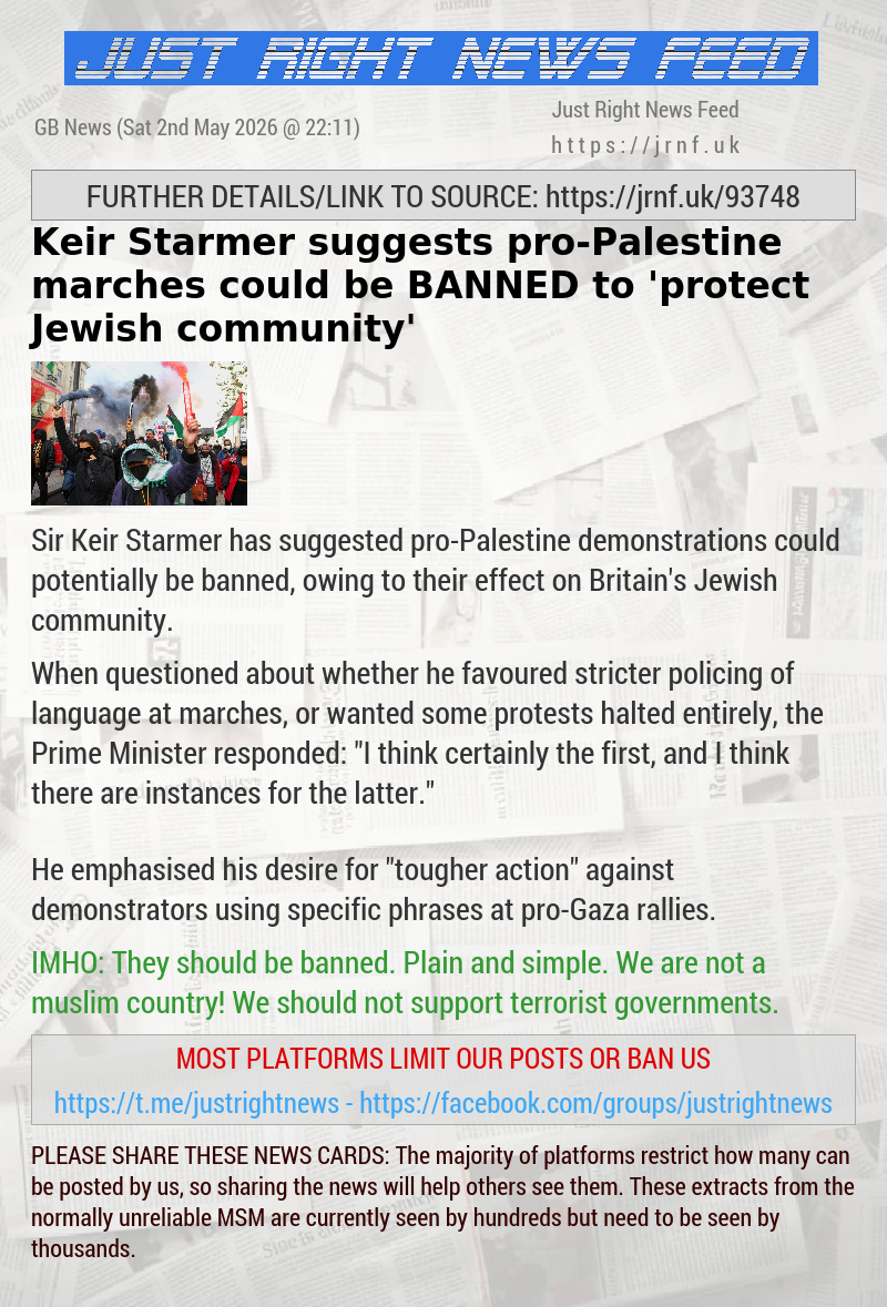 Keir Starmer suggests pro—Palestine marches could be BANNED to ’protect Jewish community’