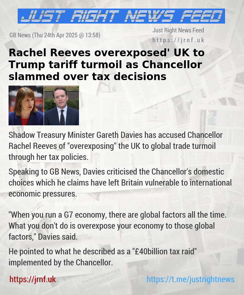 Rachel Reeves ‘overexposed’ UK to Trump tariff turmoil as Chancellor slammed over tax decisions
