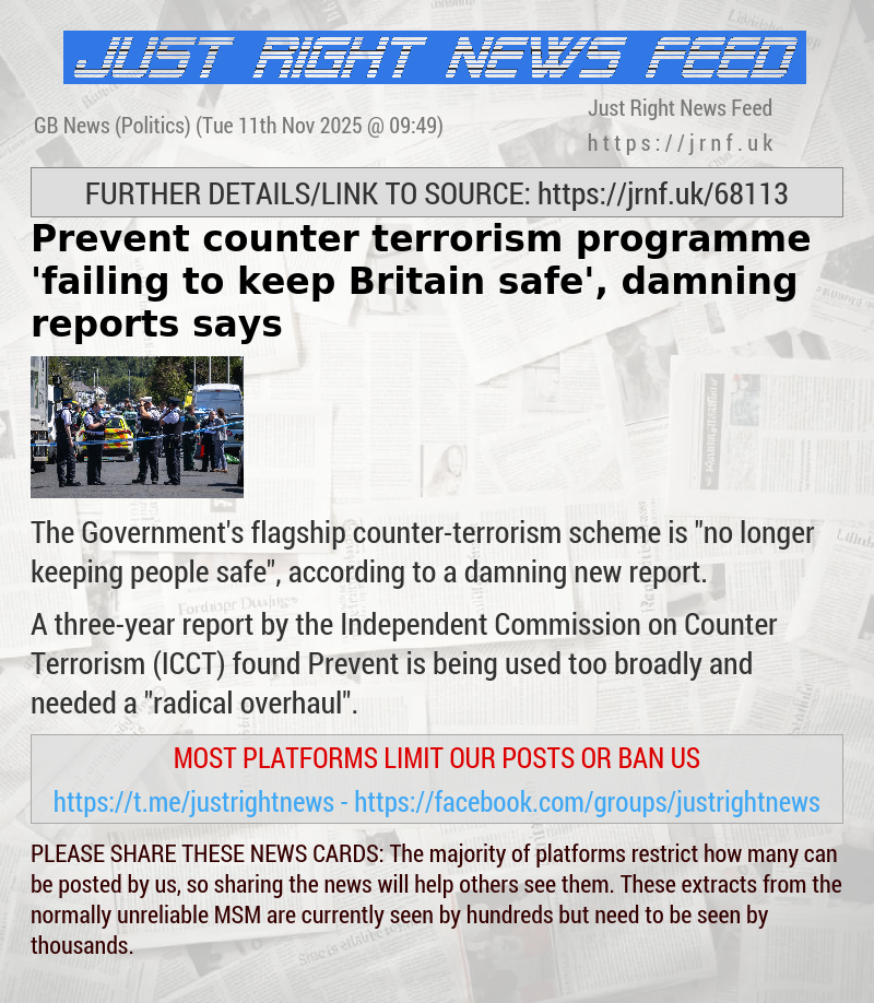 Prevent counter—terrorism programme ’failing to keep Britain safe’, damning reports says