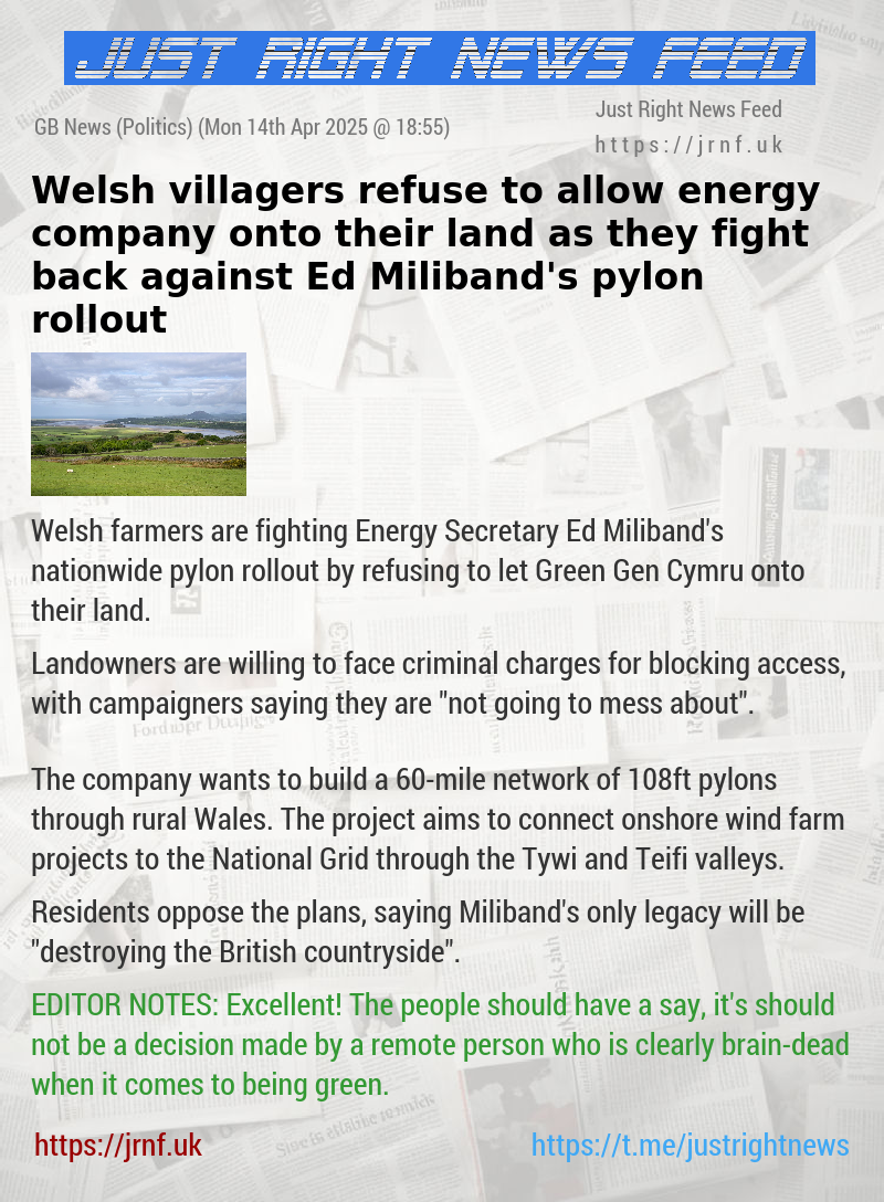 Welsh villagers refuse to allow energy company onto their land as they fight back against Ed Miliband’s pylon rollout