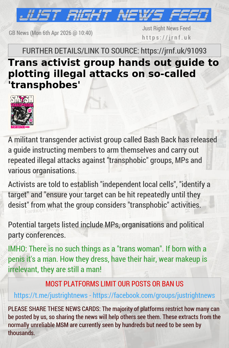 Trans activist group hands out guide to plotting illegal attacks on so—called ’transphobes’