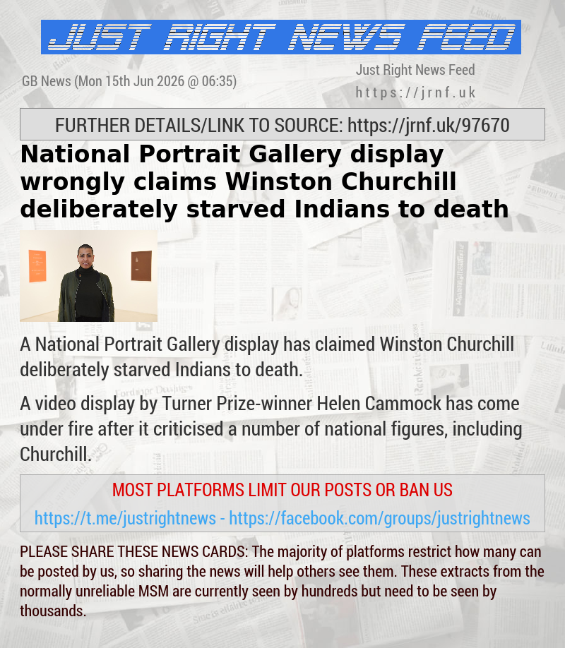 National Portrait Gallery display wrongly claims Winston Churchill deliberately starved Indians to death