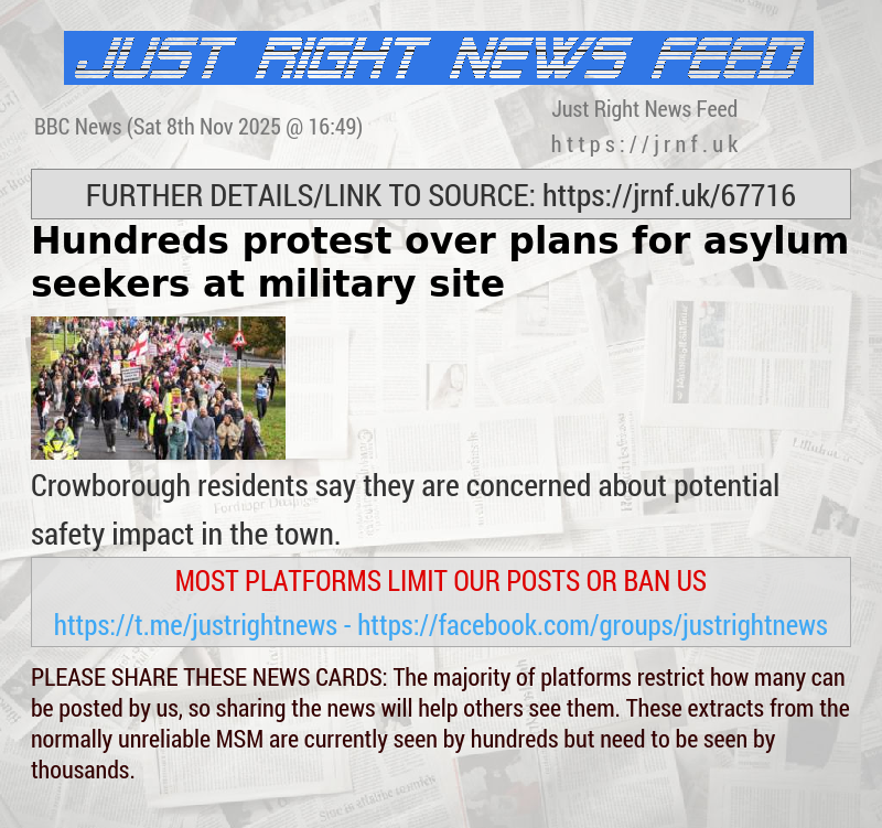 Hundreds protest over plans for asylum seekers at military site