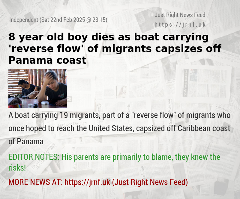 8—year—old boy dies as boat carrying ’reverse flow’ of migrants capsizes off Panama coast