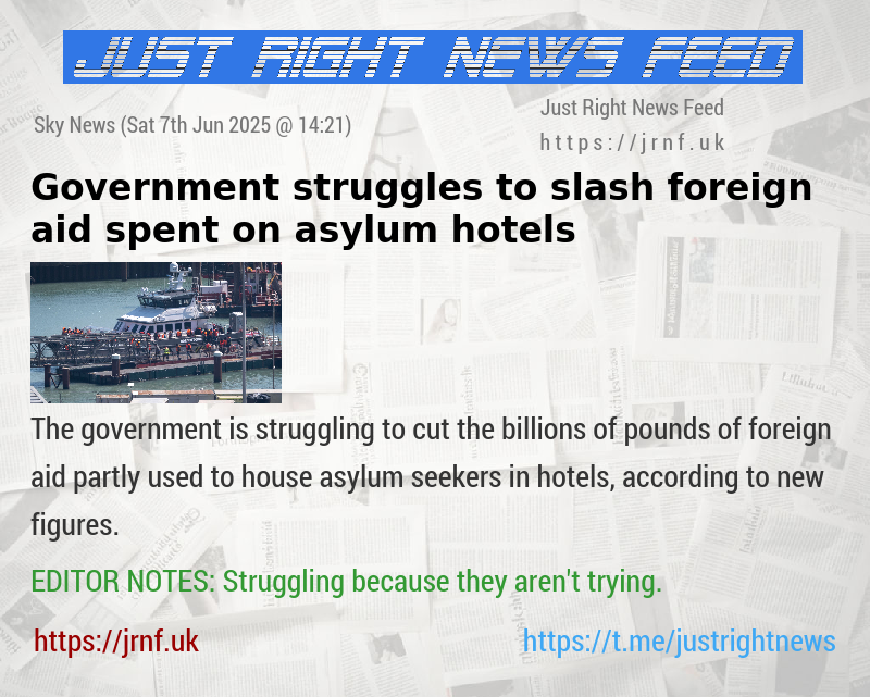 Government struggles to slash foreign aid spent on asylum hotels