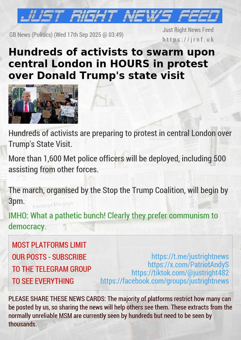 Hundreds of activists to swarm upon central London in HOURS in protest over Donald Trump’s state visit