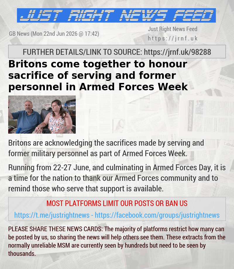 Britons come together to honour sacrifice of serving and former personnel in Armed Forces Week​