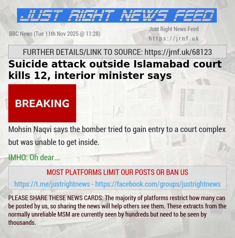 Suicide attack outside Islamabad court kills 12, interior minister says