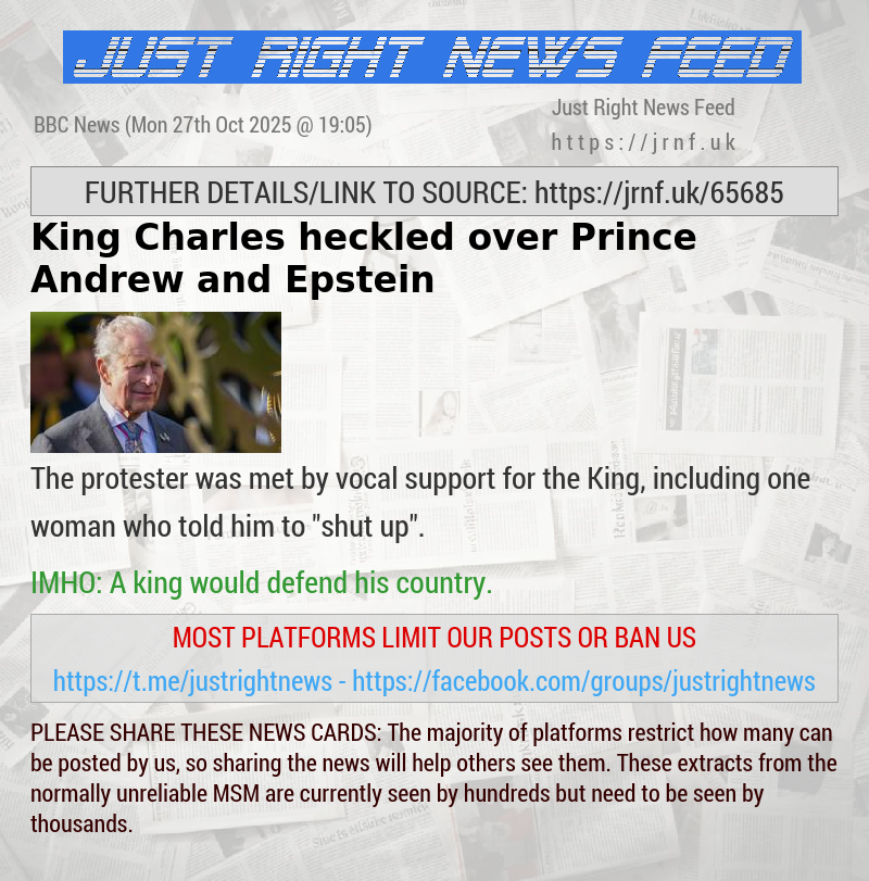 King Charles heckled over Prince Andrew and Epstein