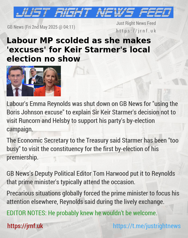 Labour MP scolded as she makes ’excuses’ for Keir Starmer’s local election no—show
