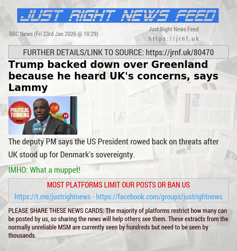 Trump backed down over Greenland because he heard UK’s concerns, says Lammy