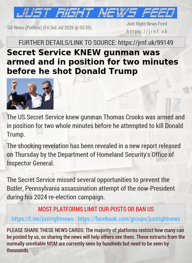 Secret Service KNEW gunman was armed and in position for two minutes before he shot Donald Trump