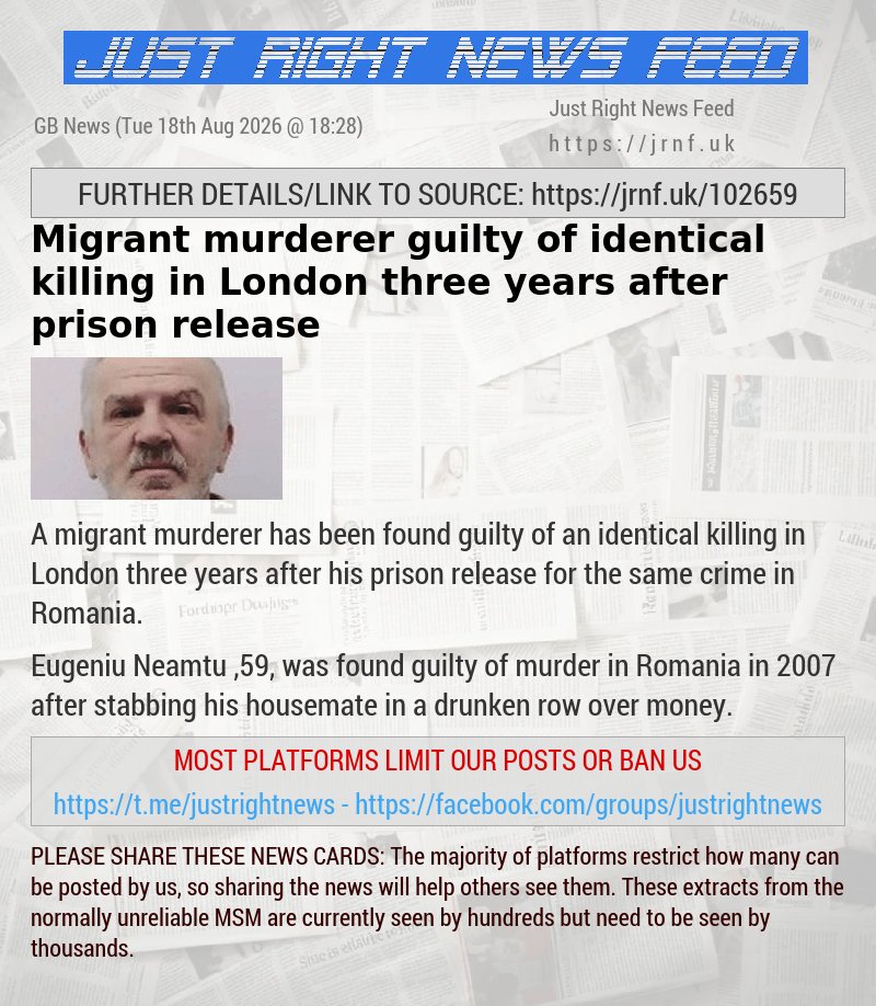 Migrant murderer guilty of identical killing in London three years after prison release