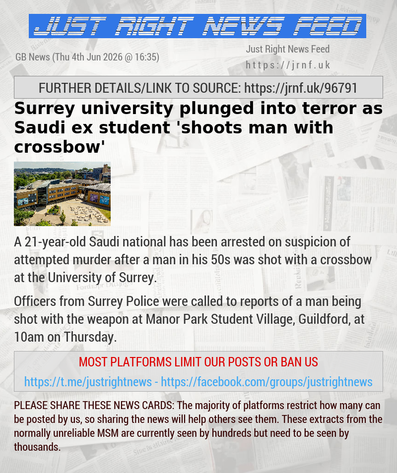 Surrey university plunged into terror as Saudi ex—student ’shoots man with crossbow’