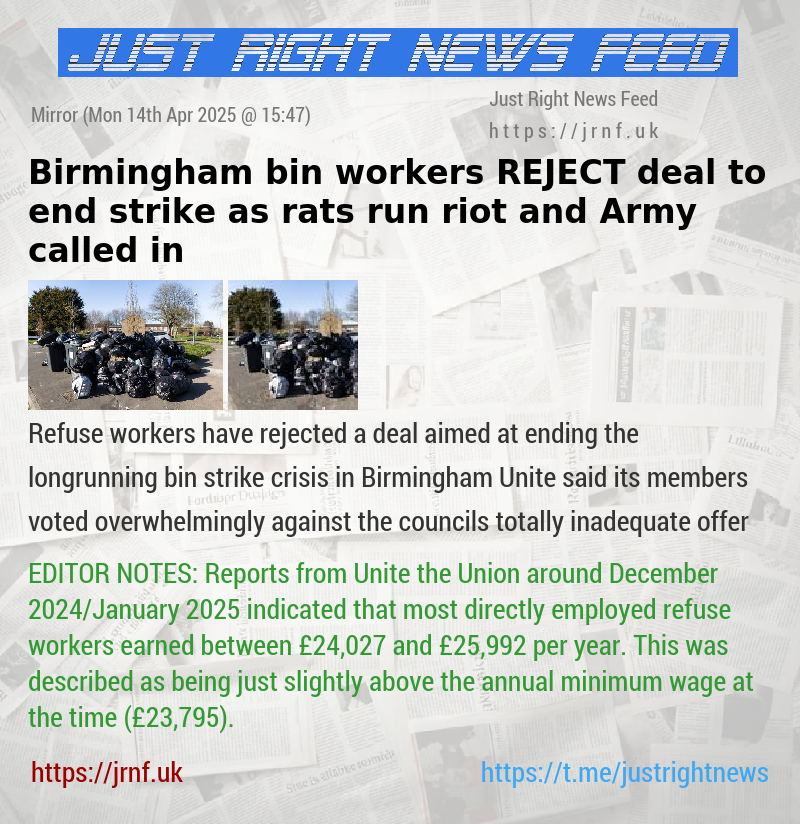 Birmingham bin workers REJECT deal to end strike as rats run riot and Army called in
